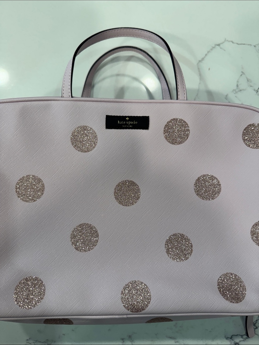 kate spade Light Pink Cosmetic Case with Rose Gold Glitter Dots - Picture 2 of 5